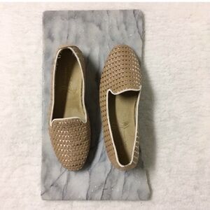 Aerosoles Stitch n Turn Betunia Loafer Size 7 Tan Gold Weave Woven Flats
